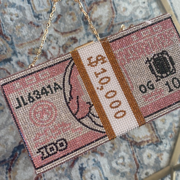 Pink money clutch handbag - Picture 2 of 4